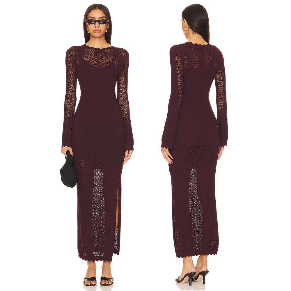 Heartloom Monroe Maxi Dress Knit Long Sleeve Boho Vacation Party Evening Fall M